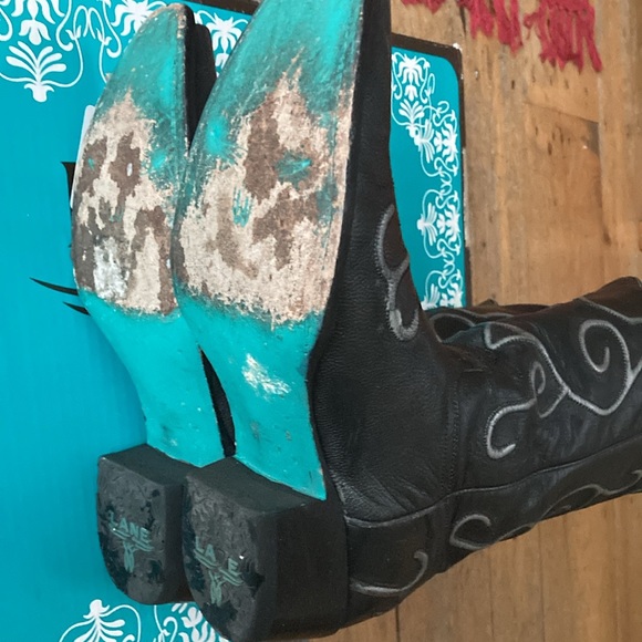 LANE Embossed black and Silver western boot - Picture 6 of 7